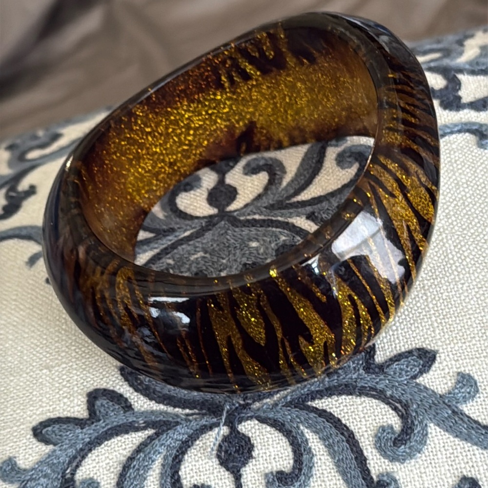 Stunning Statement Brown Glittering Gold Abstract… - image 1